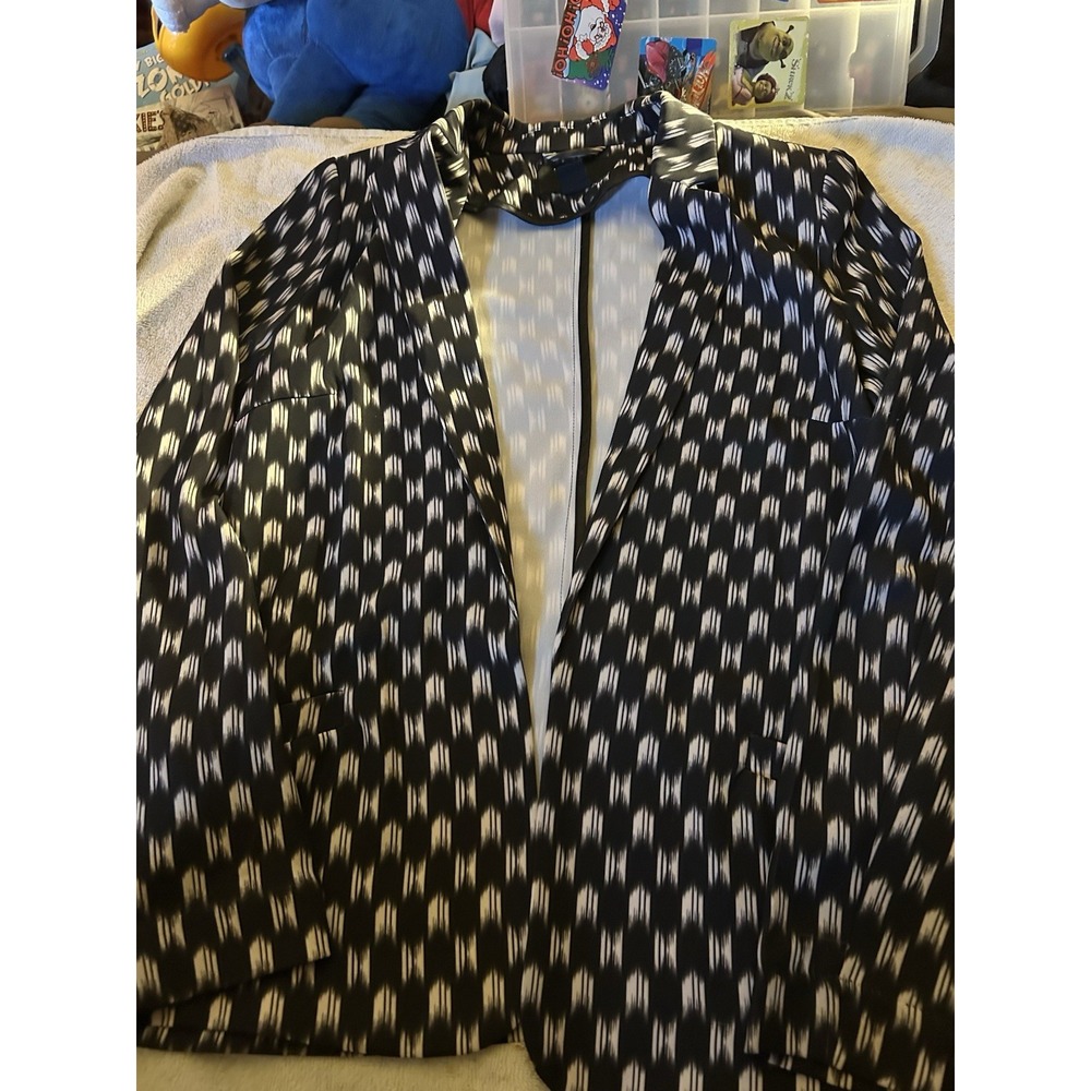 H&M Women's Black White Abstract Print Blazer Open‎ Front Size 4 EUR 34